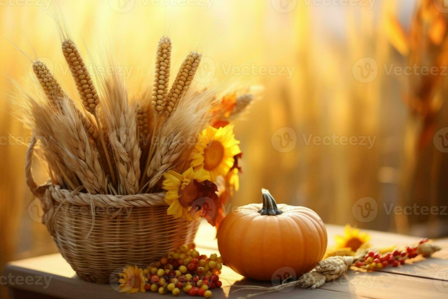 autumn composition with copy space AI Generative photo