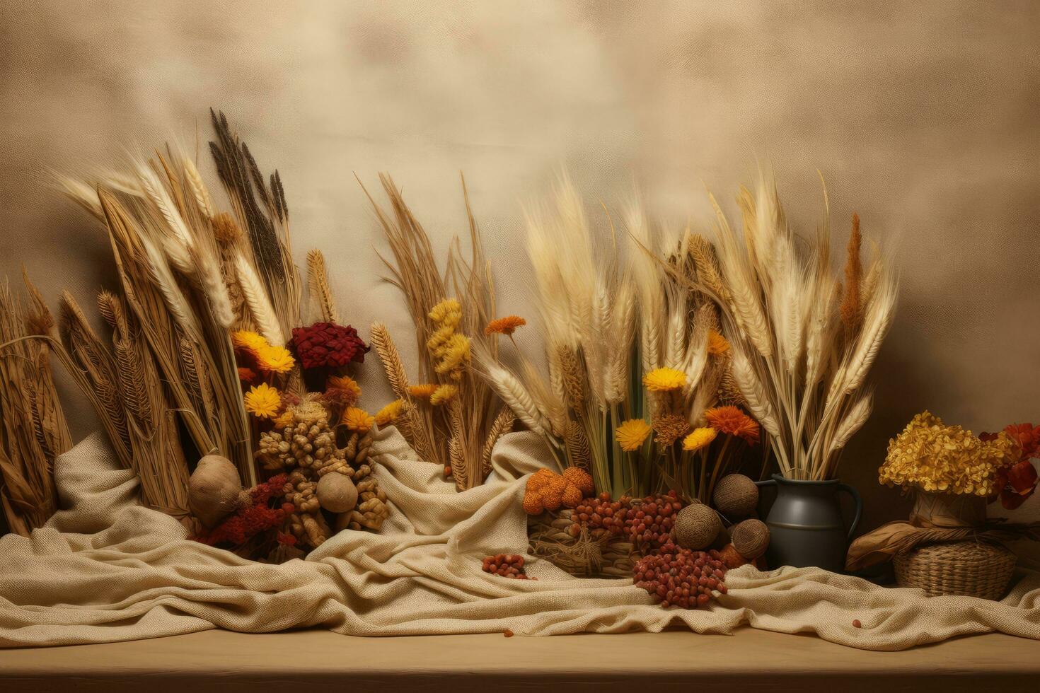 autumn composition with copy space AI Generative photo