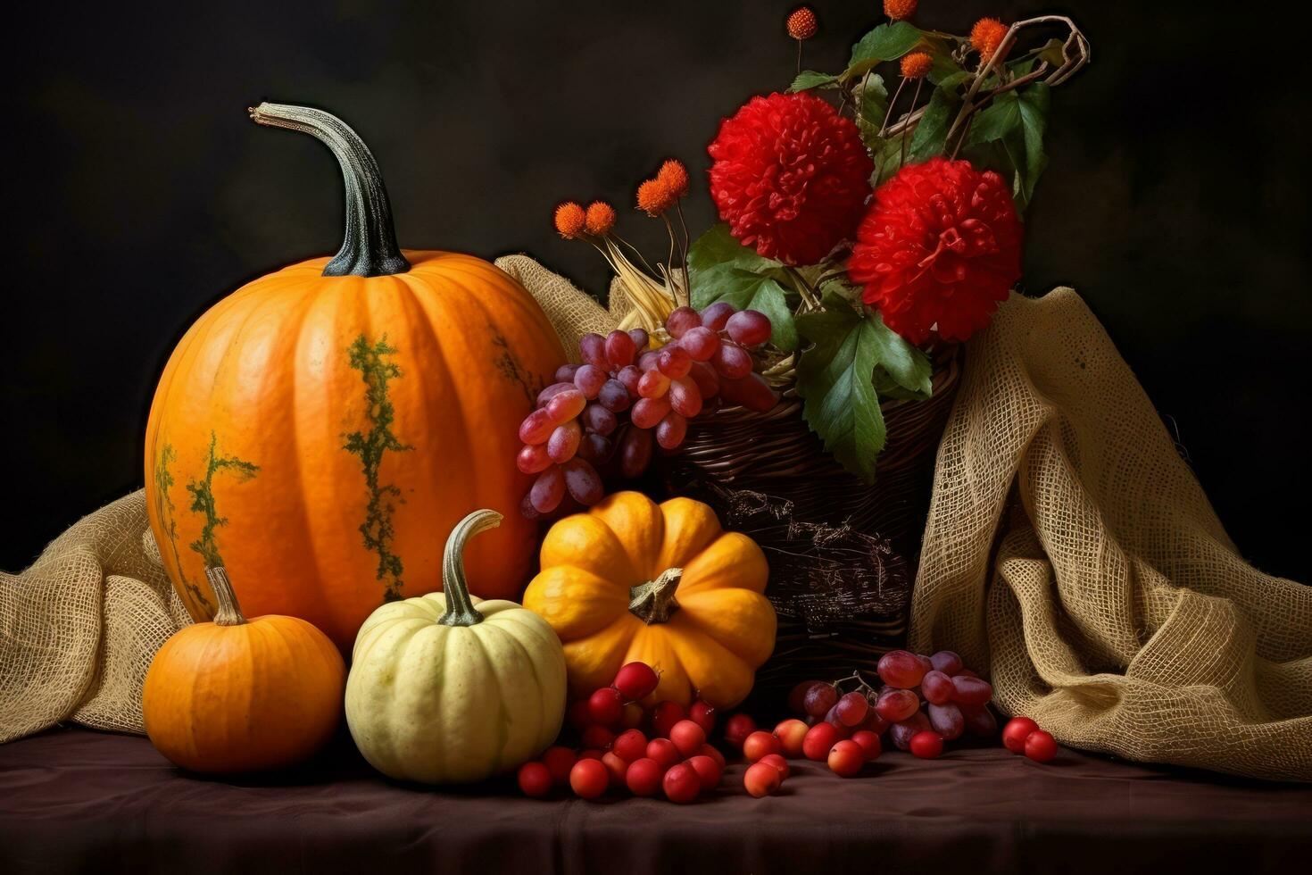 autumn composition with copy space AI Generative photo