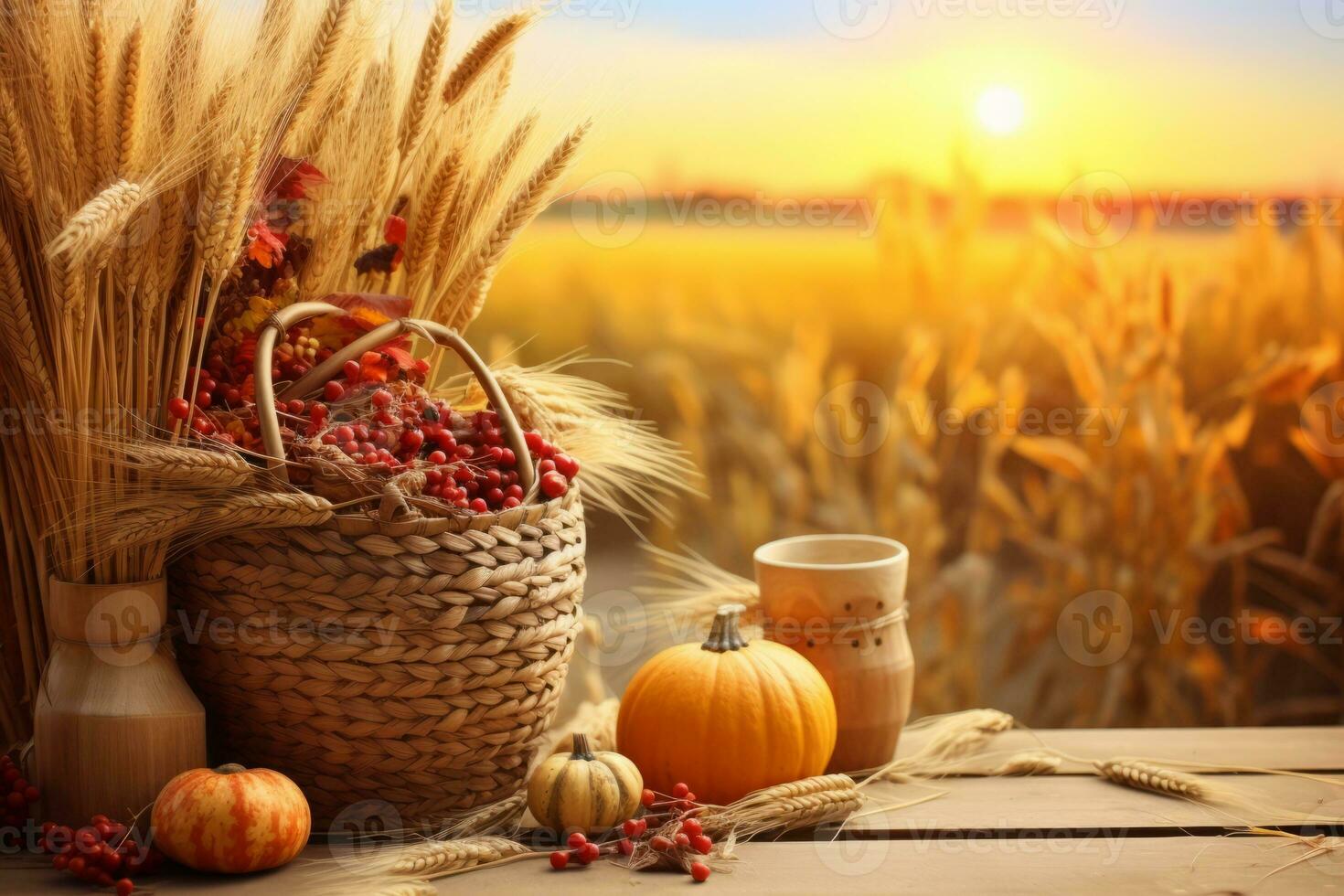 autumn composition with copy space AI Generative photo