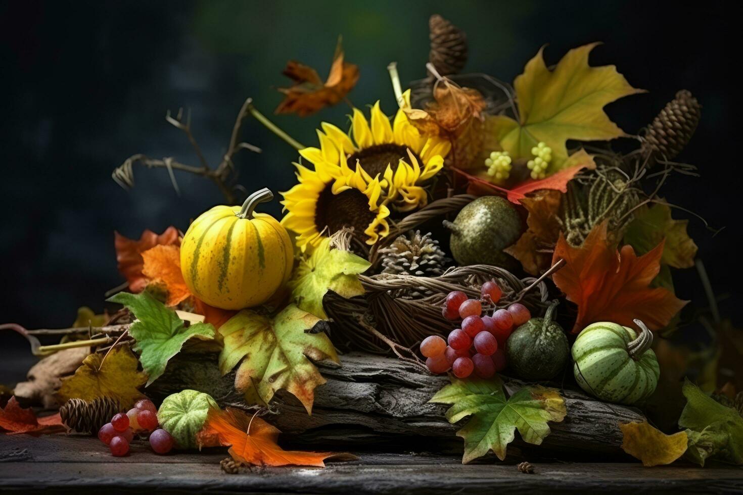 autumn composition with copy space AI Generative photo