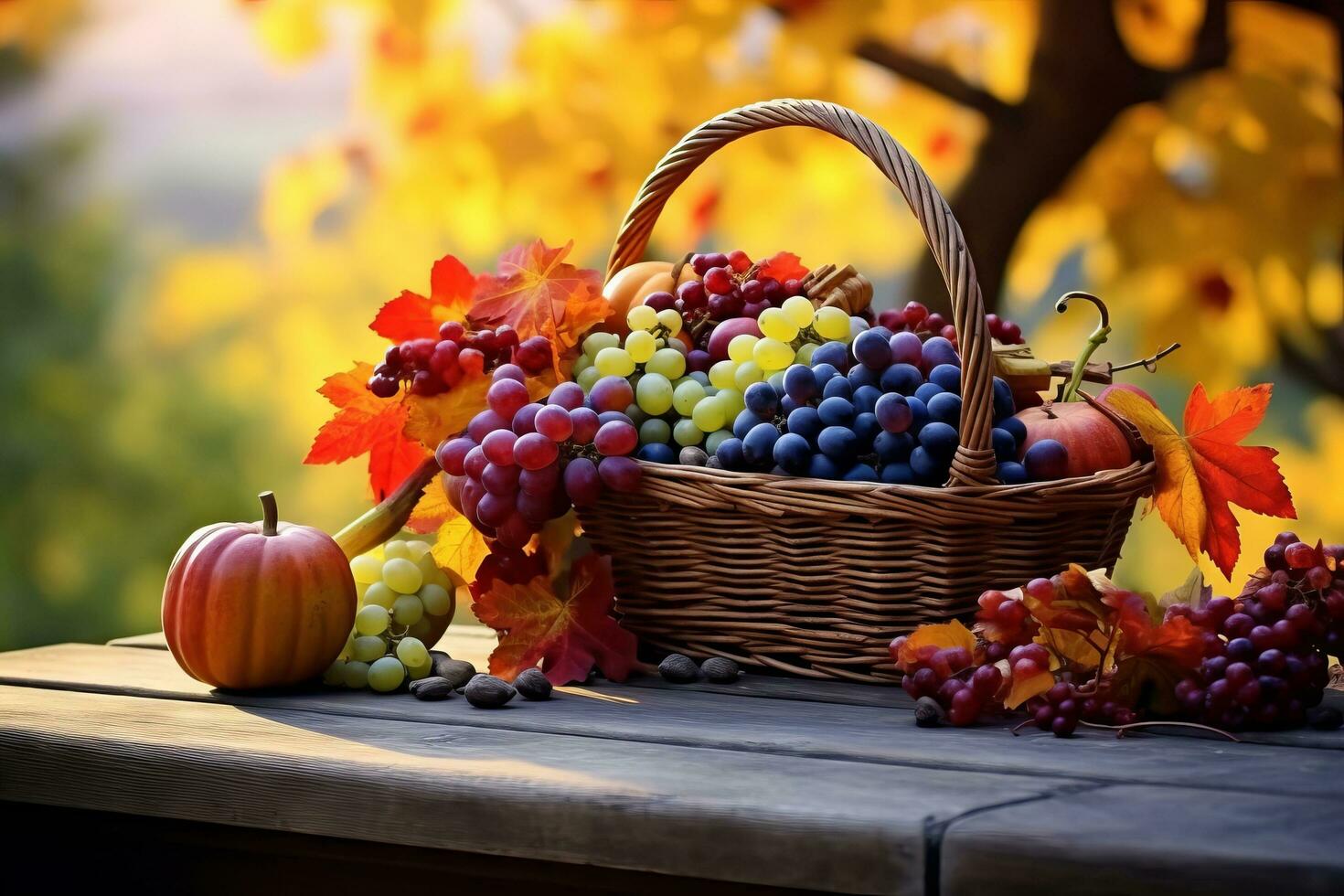 autumn composition with copy space AI Generative photo