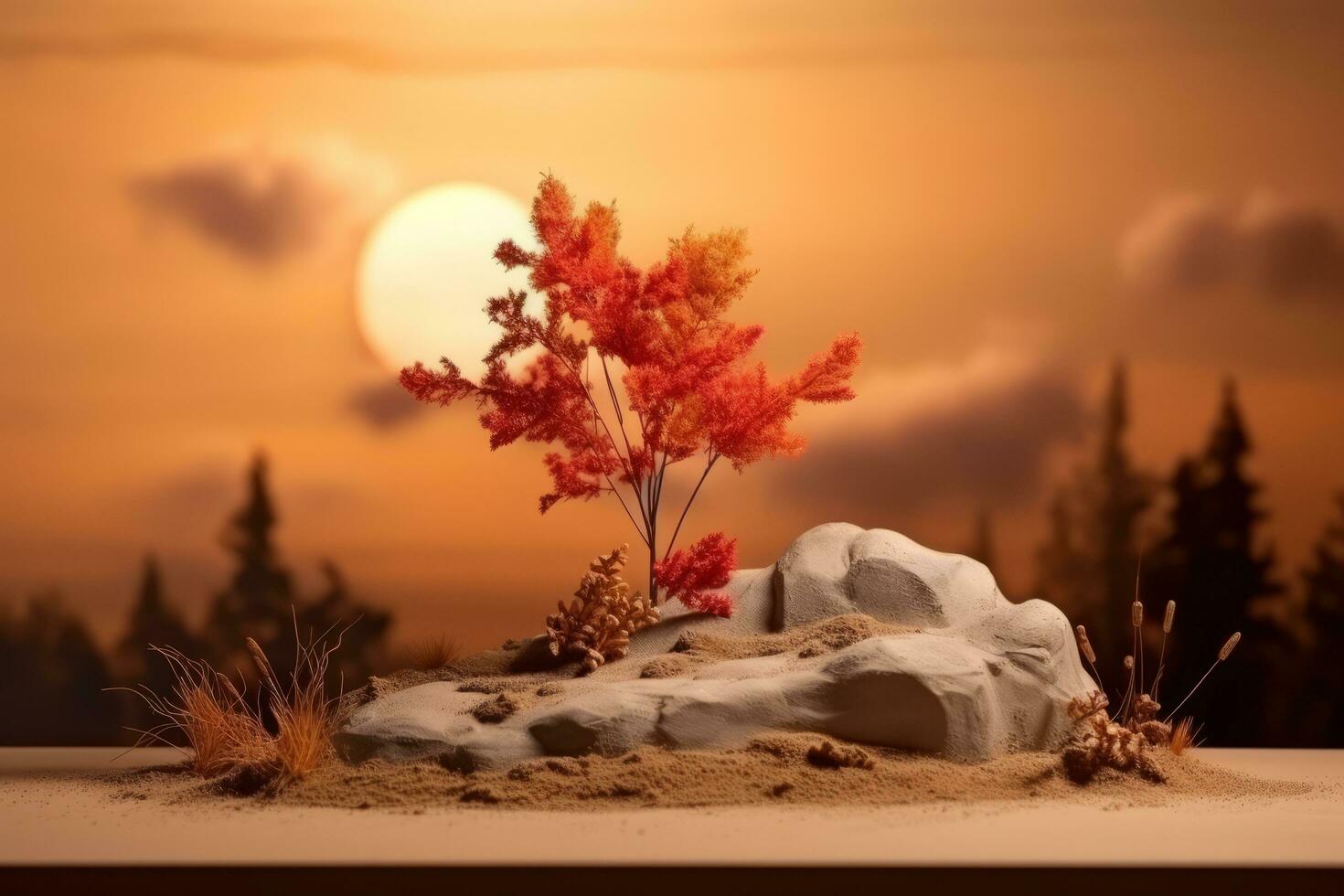 autumn composition with copy space AI Generative photo