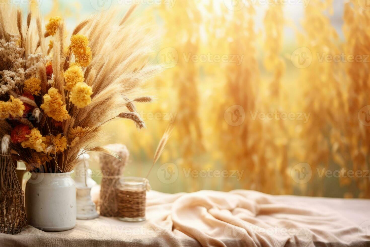 autumn composition with copy space AI Generative photo