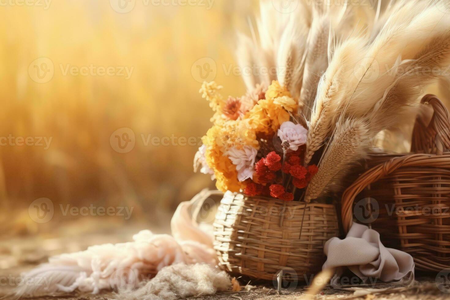 autumn composition with copy space AI Generative photo
