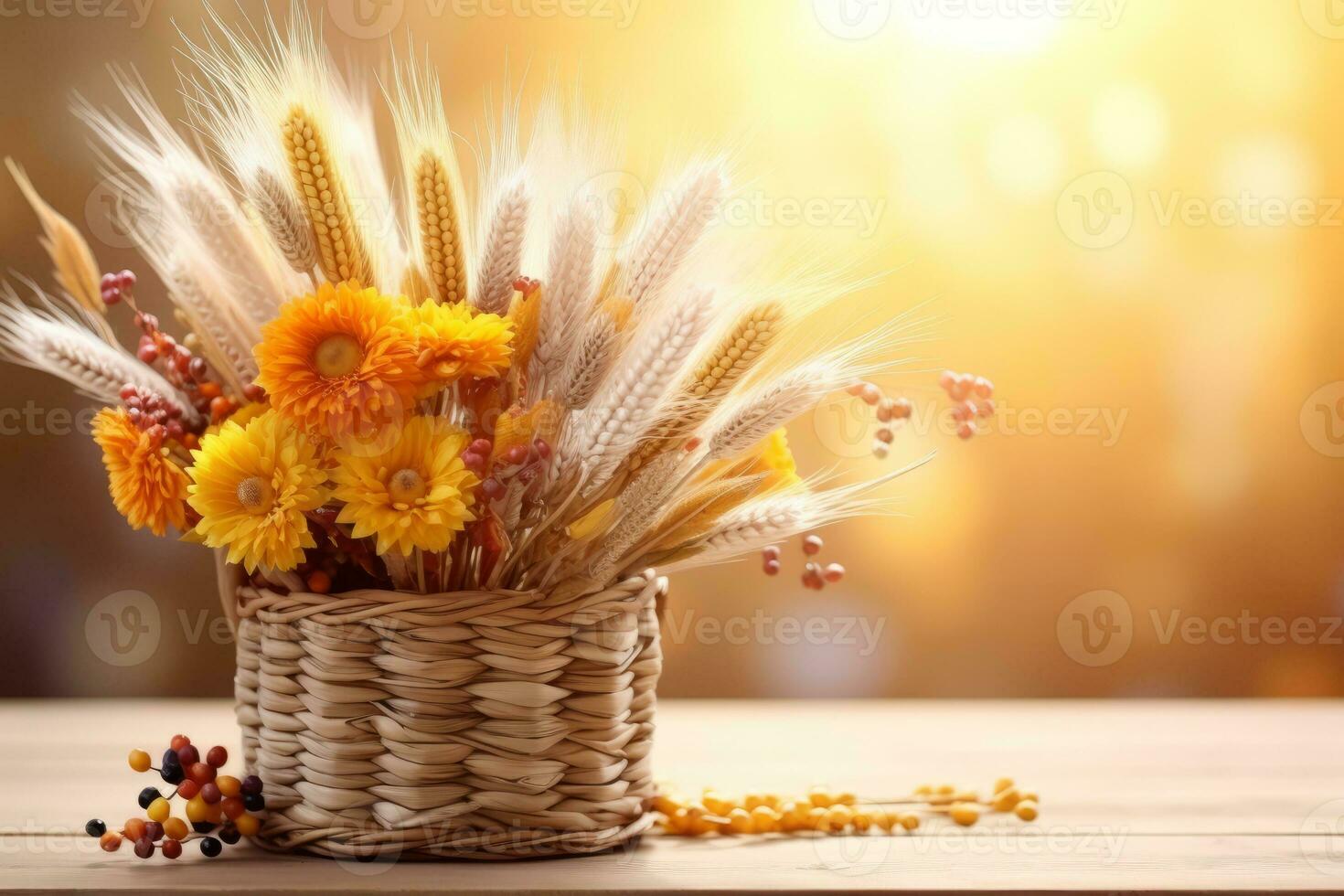 autumn composition with copy space AI Generative photo