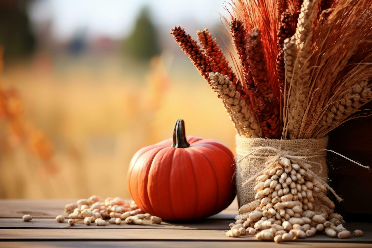 autumn composition with copy space AI Generative photo