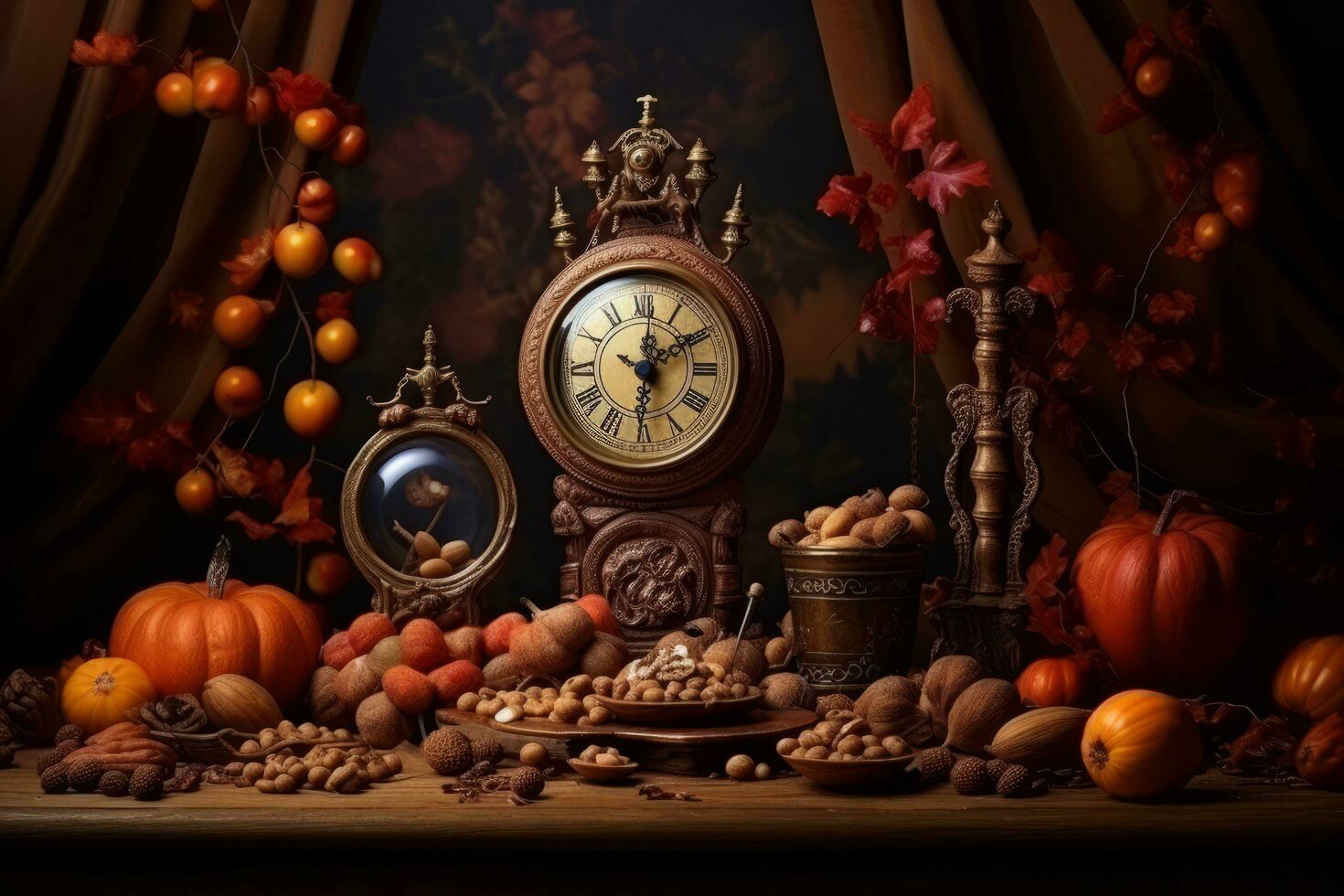 autumn composition with copy space AI Generative photo