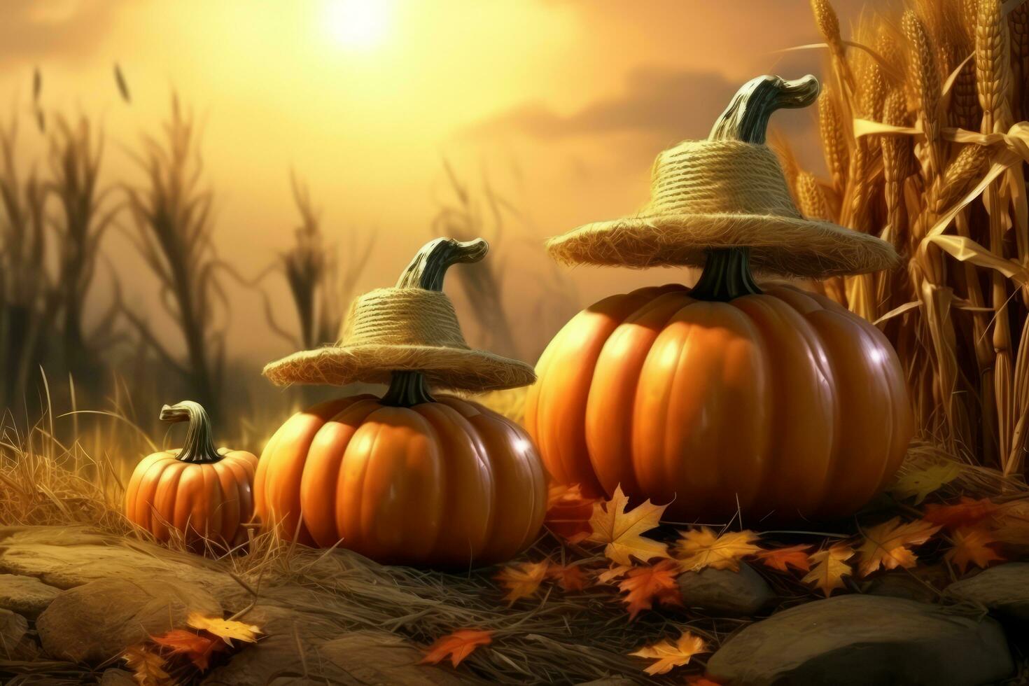 autumn composition with copy space AI Generative photo