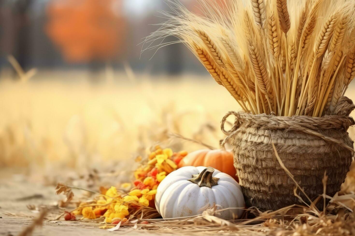 autumn composition with copy space AI Generative photo