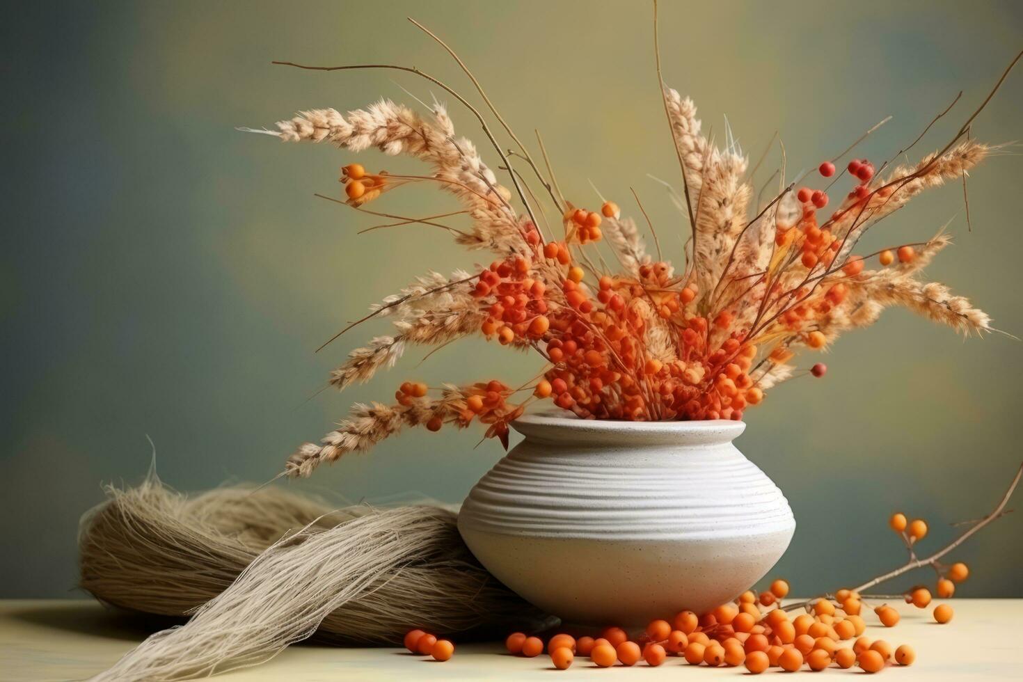 autumn composition with copy space AI Generative photo