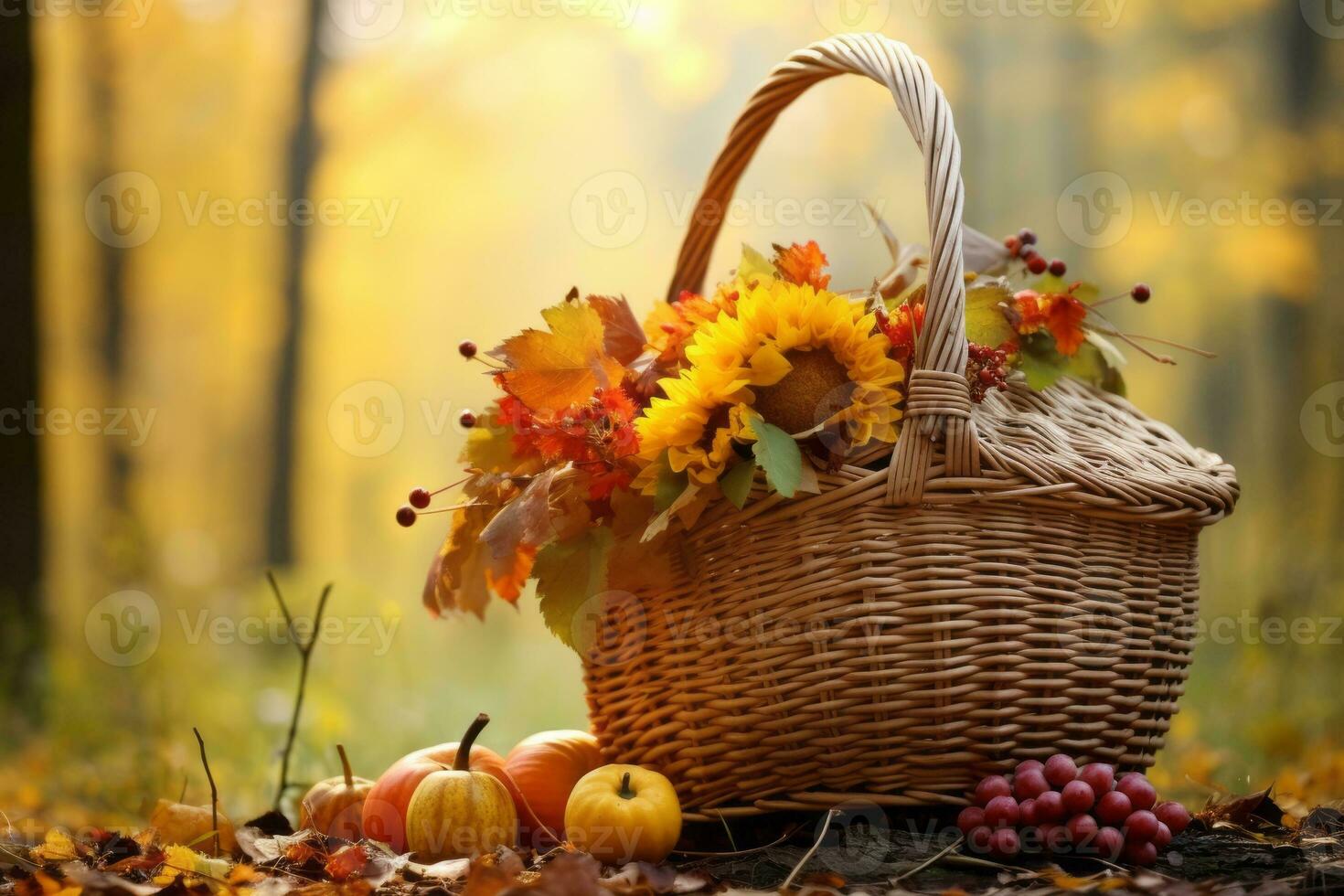 autumn composition with copy space AI Generative photo