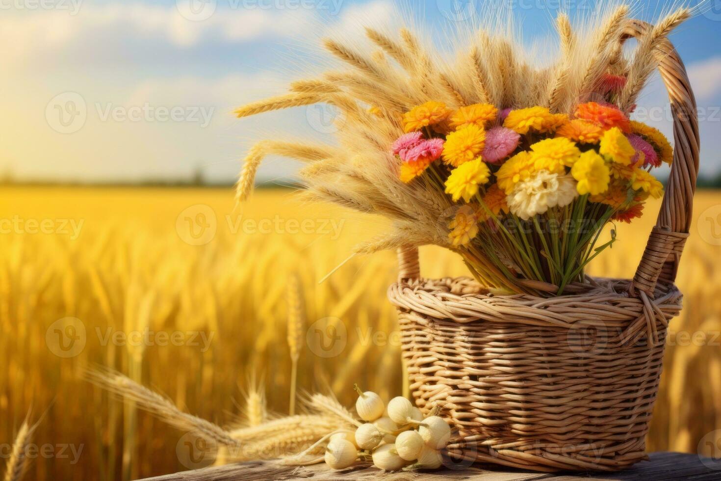 autumn composition with copy space AI Generative photo