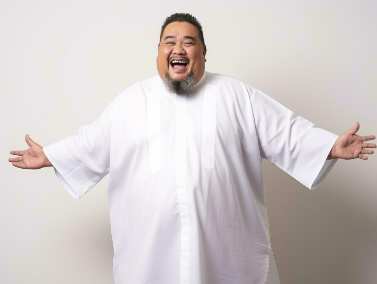 Plus size asian man emotional dynamic pose AI Generative photo