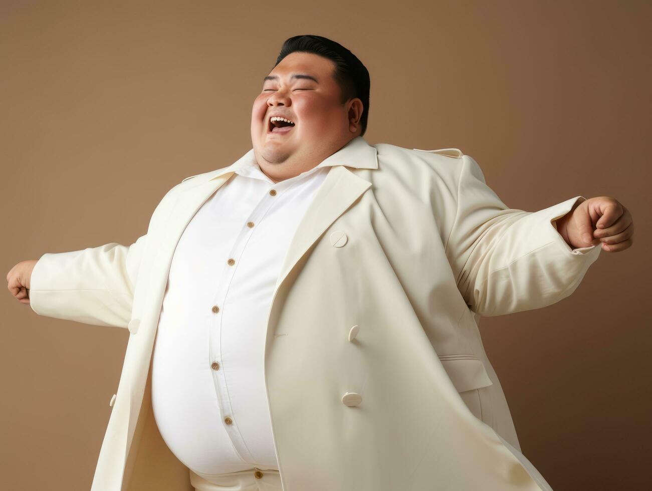 Plus size asian man emotional dynamic pose AI Generative photo