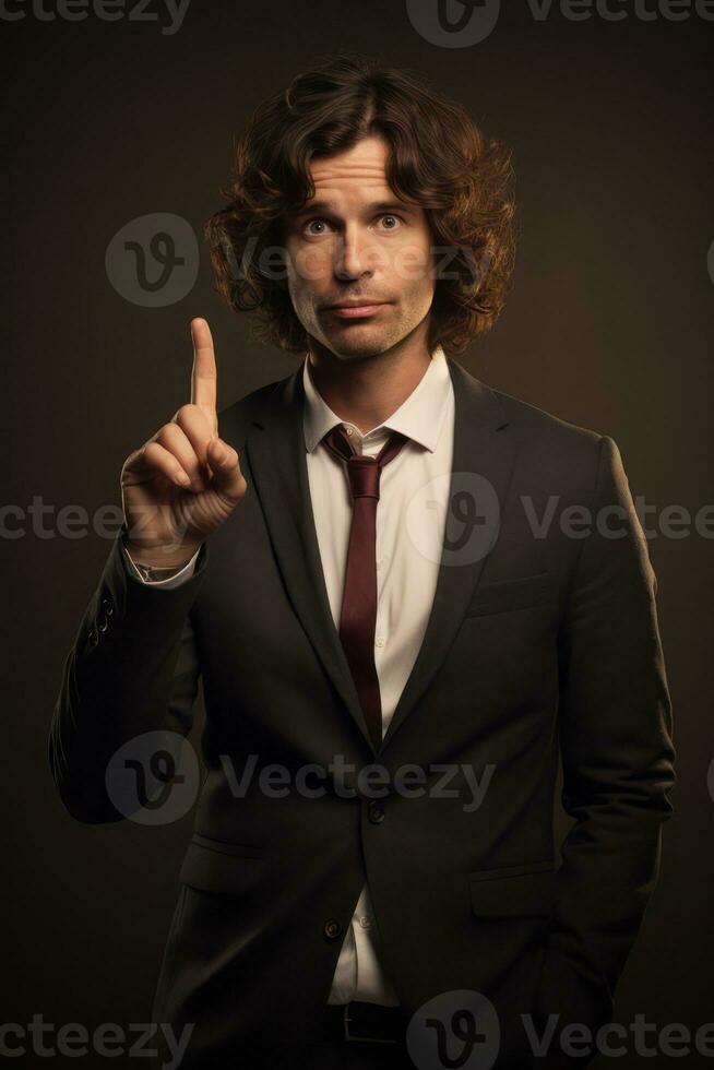 Studio shot of handsome man dynamic emotional gestures AI Generative photo