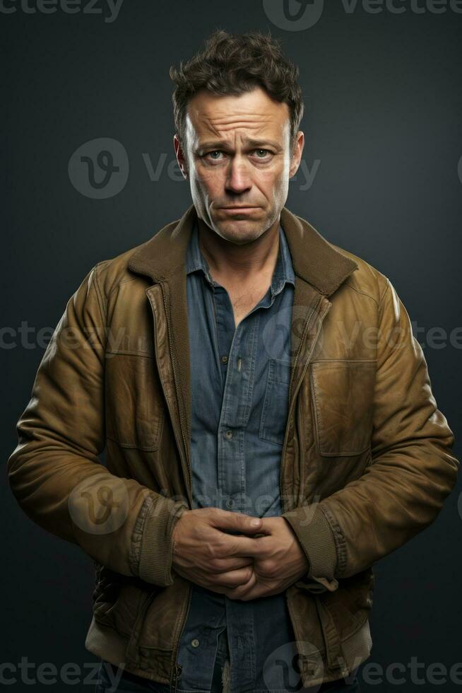 Studio shot of handsome man dynamic emotional gestures AI Generative photo