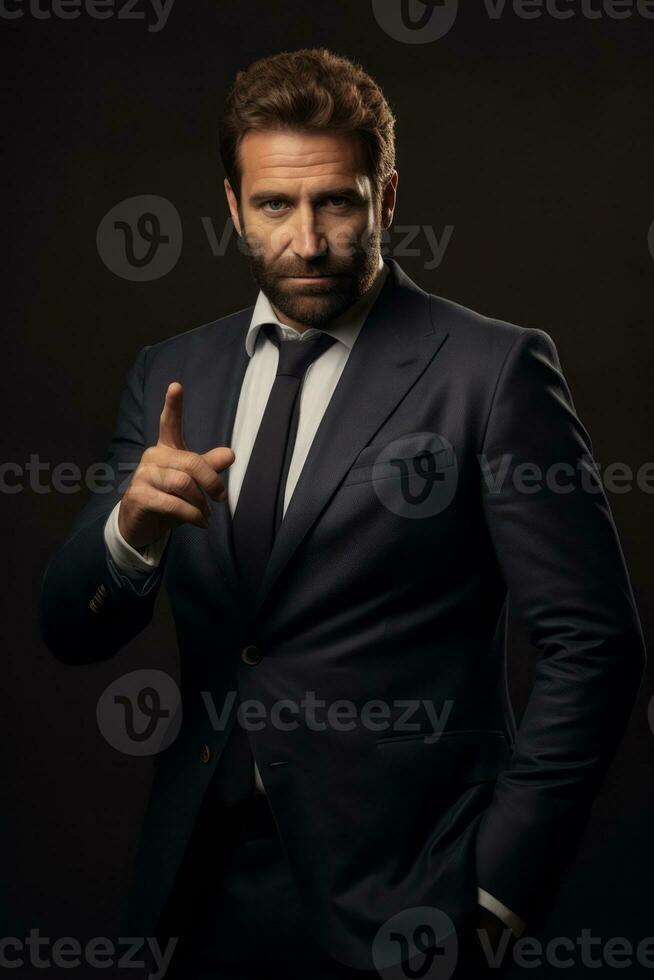 Studio shot of handsome man dynamic emotional gestures AI Generative photo