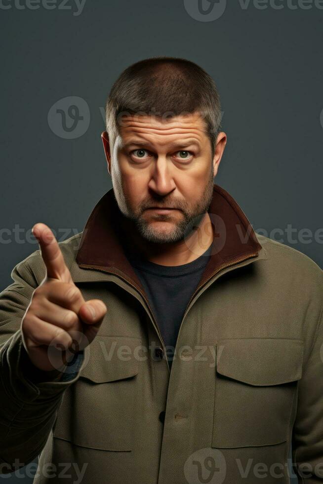 Studio shot of handsome man dynamic emotional gestures AI Generative photo