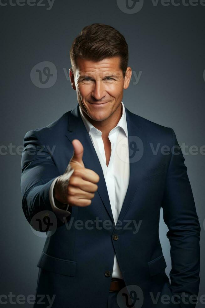 Studio shot of handsome man dynamic emotional gestures AI Generative photo