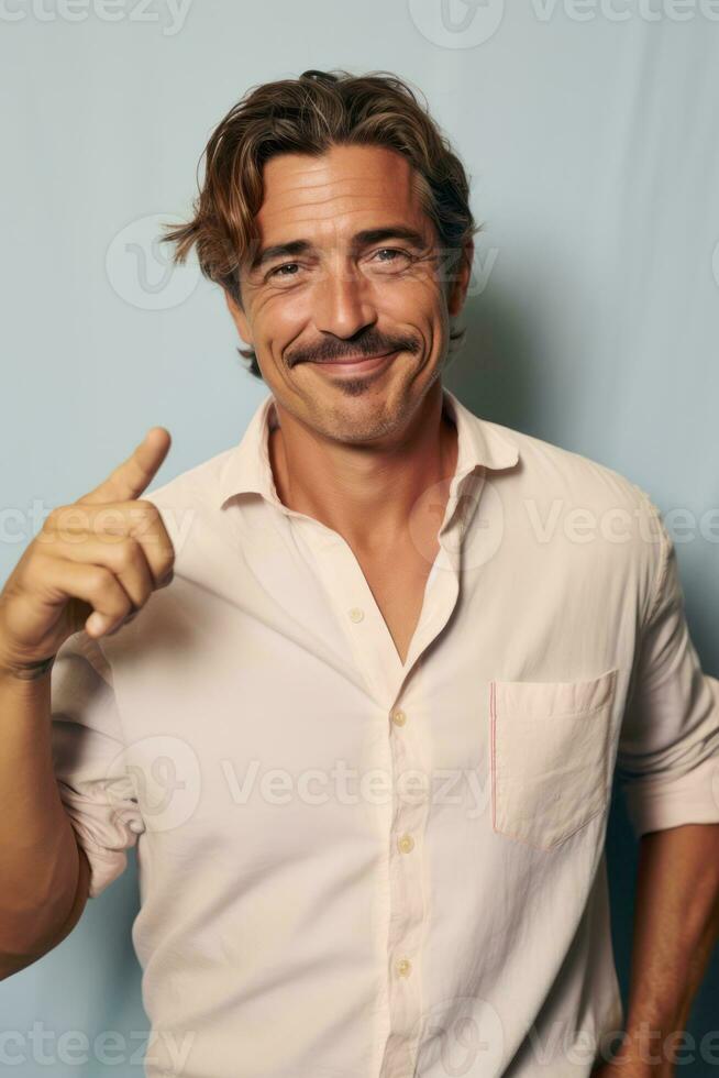 Studio shot of handsome man dynamic emotional gestures AI Generative photo