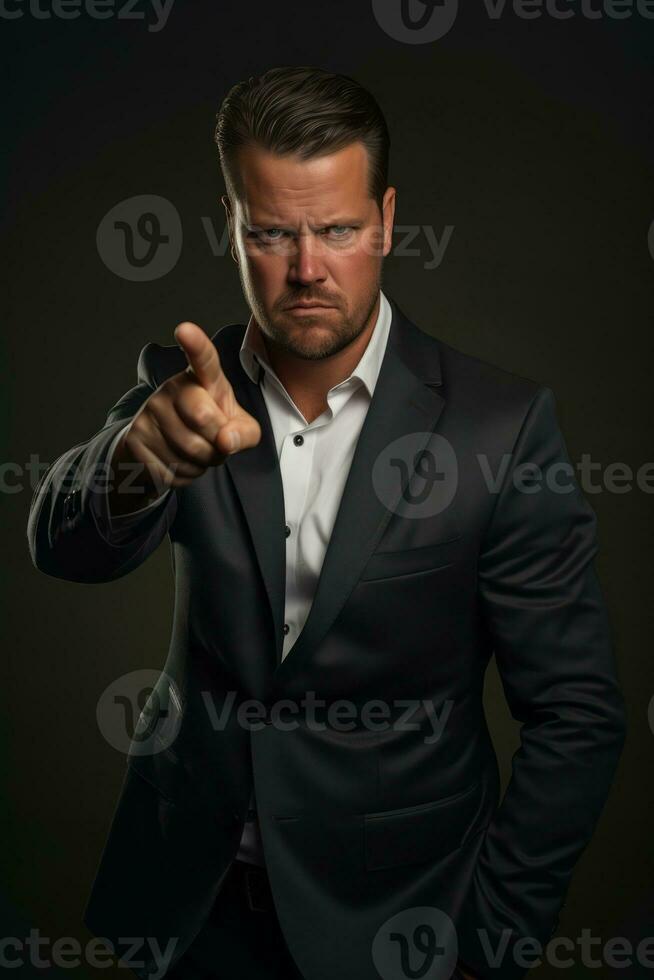 Studio shot of handsome man dynamic emotional gestures AI Generative photo