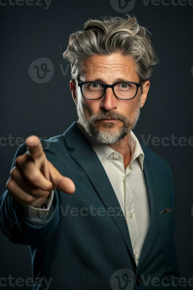 Studio shot of handsome man dynamic emotional gestures AI Generative photo