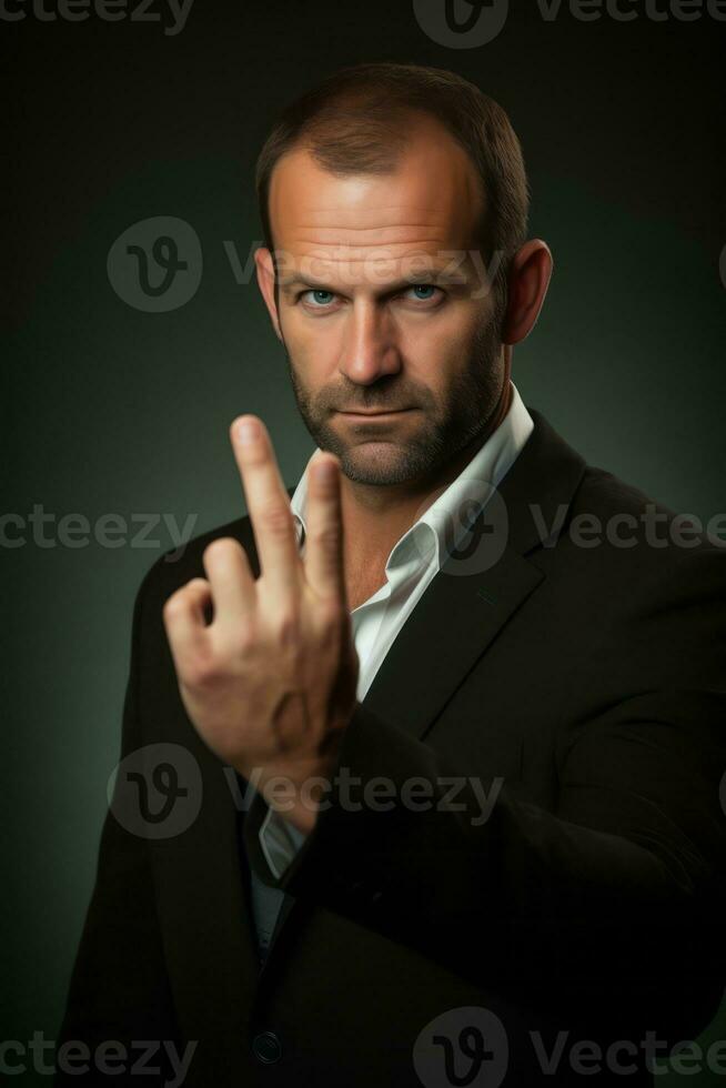 Studio shot of handsome man dynamic emotional gestures AI Generative photo