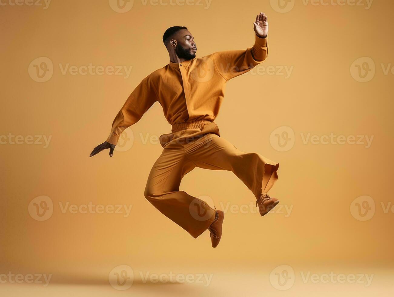 Studio shot of young african man dynamic emotional gestures AI Generative photo