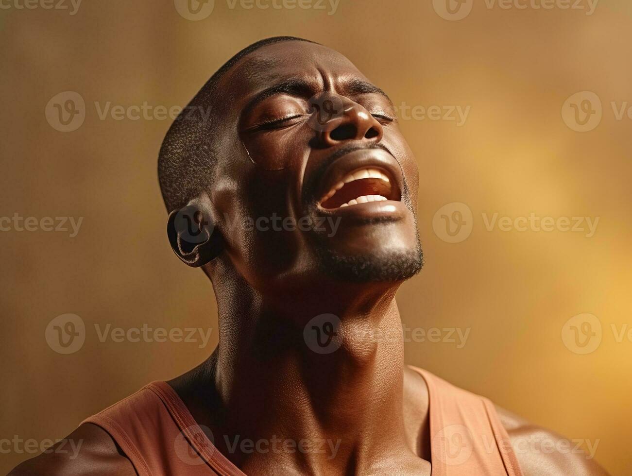 Studio shot of young african man dynamic emotional gestures AI Generative photo