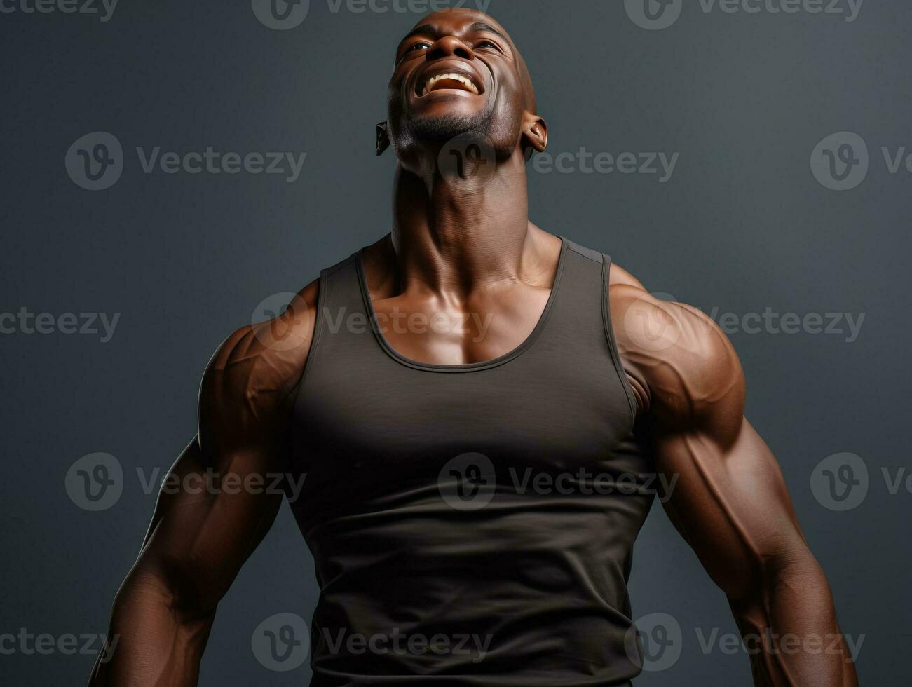 Studio shot of young african man dynamic emotional gestures AI Generative photo