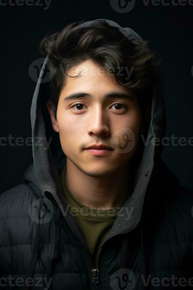 Studio shot of young asian man dynamic emotional gestures AI Generative photo