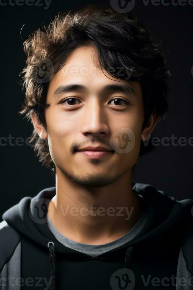 Studio shot of young asian man dynamic emotional gestures AI Generative photo