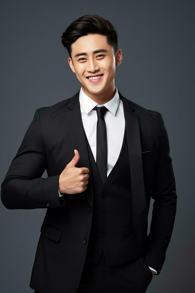 handsome asian man emotional dynamic pose AI Generative photo