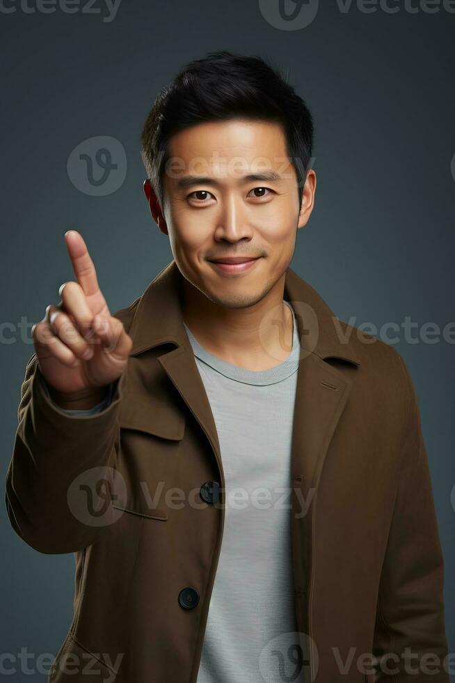 handsome asian man emotional dynamic pose AI Generative photo