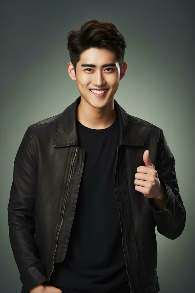 handsome asian man emotional dynamic pose AI Generative photo