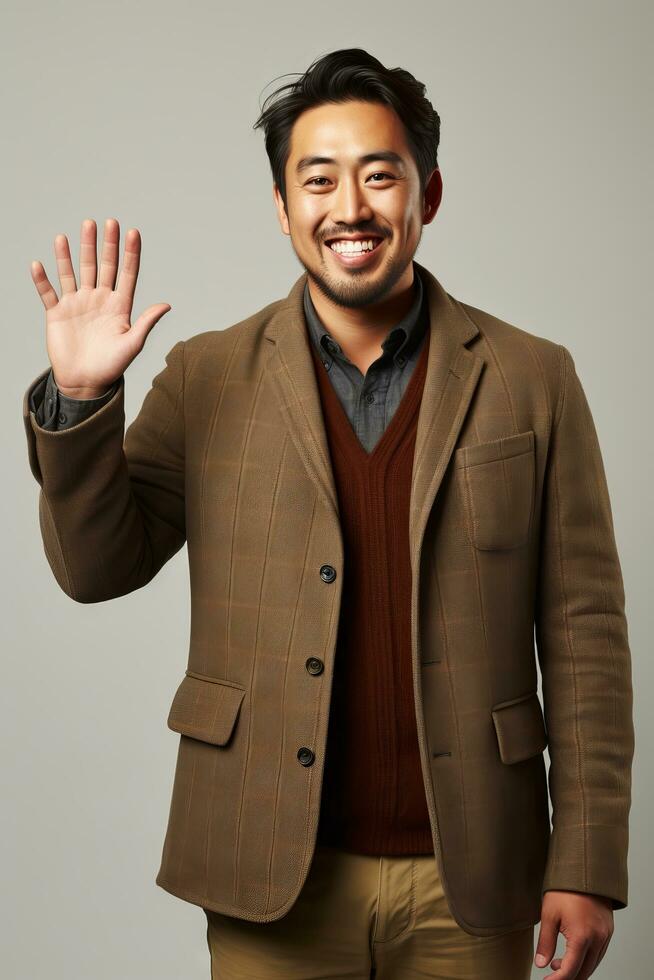 handsome asian man emotional dynamic pose AI Generative photo