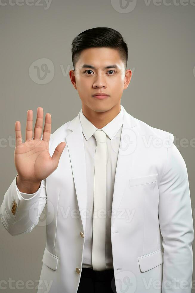 handsome asian man emotional dynamic pose AI Generative photo