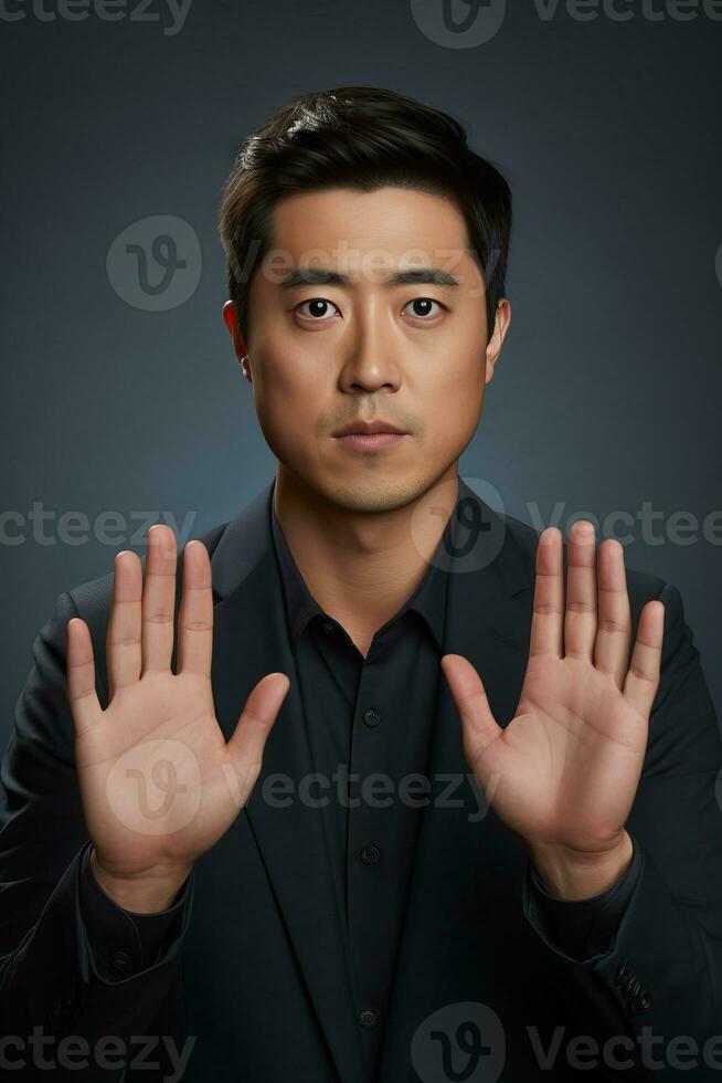 handsome asian man emotional dynamic pose AI Generative photo