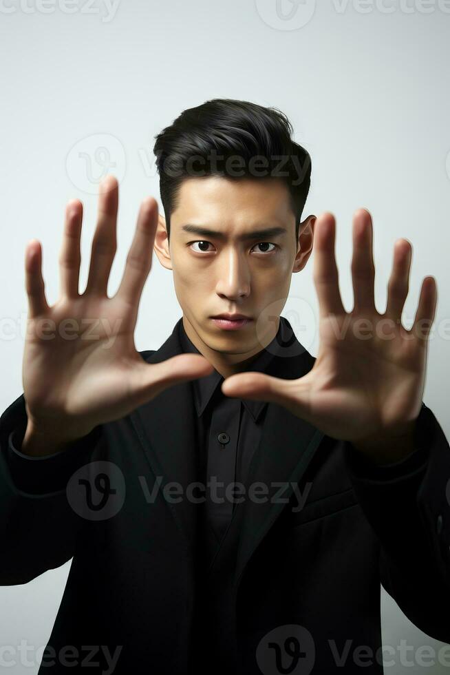 handsome asian man emotional dynamic pose AI Generative photo