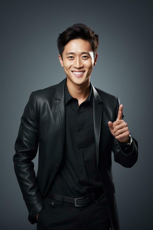 handsome asian man emotional dynamic pose AI Generative photo