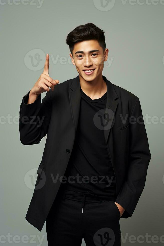 handsome asian man emotional dynamic pose AI Generative photo