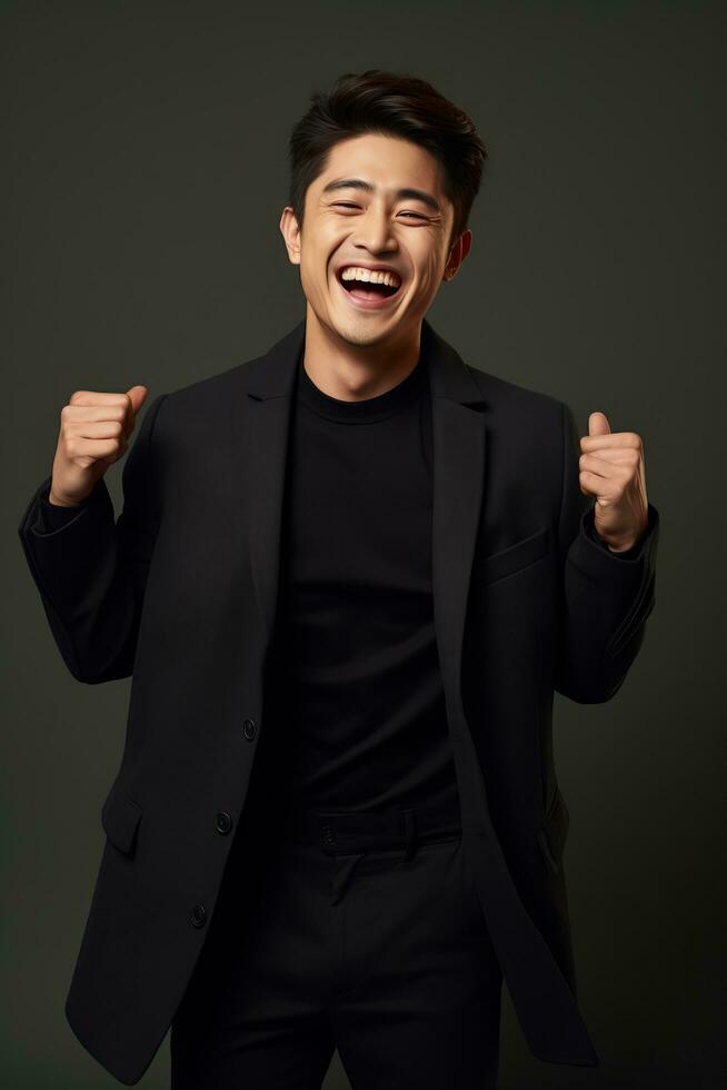 handsome asian man emotional dynamic pose AI Generative photo