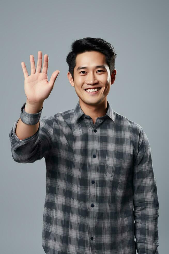 handsome asian man emotional dynamic pose AI Generative photo
