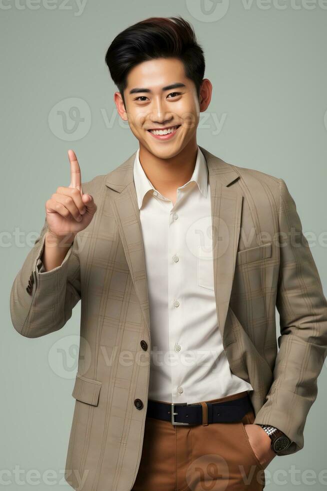 handsome asian man emotional dynamic pose AI Generative photo