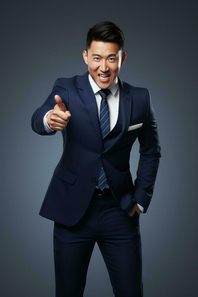 handsome asian man emotional dynamic pose AI Generative photo