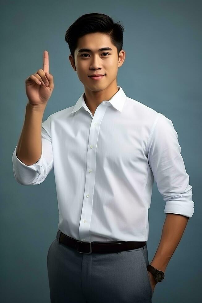 handsome asian man emotional dynamic pose AI Generative photo