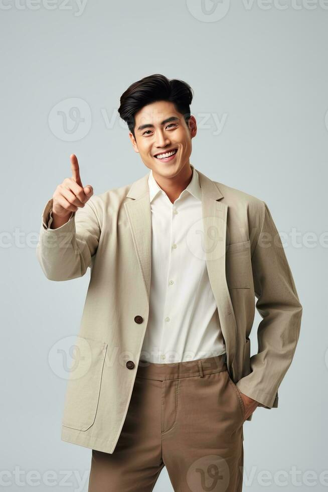 handsome asian man emotional dynamic pose AI Generative photo