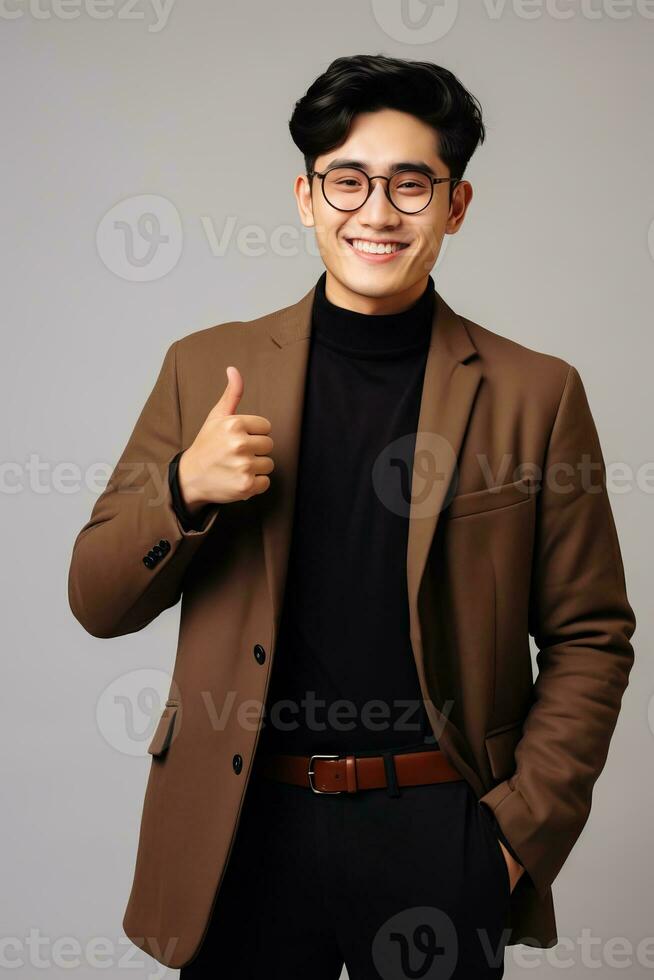 handsome asian man emotional dynamic pose AI Generative photo