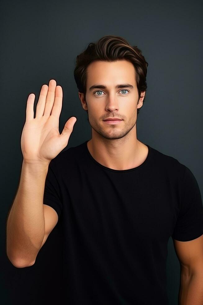 handsome asian man emotional dynamic pose AI Generative photo